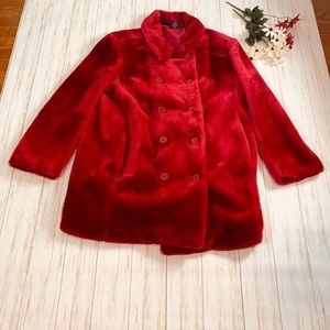Rare Vintage Virginia Slims Wear Red Faux Fur Coat